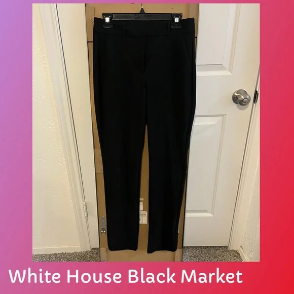 White House Black Market Classic Black Straight Leg Pants - Picture 1 of 10